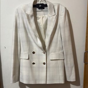 Women's White Plaid Blazer